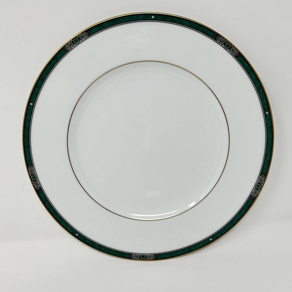 Noritake Emerald Crest 4130 Dinner Plate 10.5” Green Gold White NWT - Picture 5 of 16